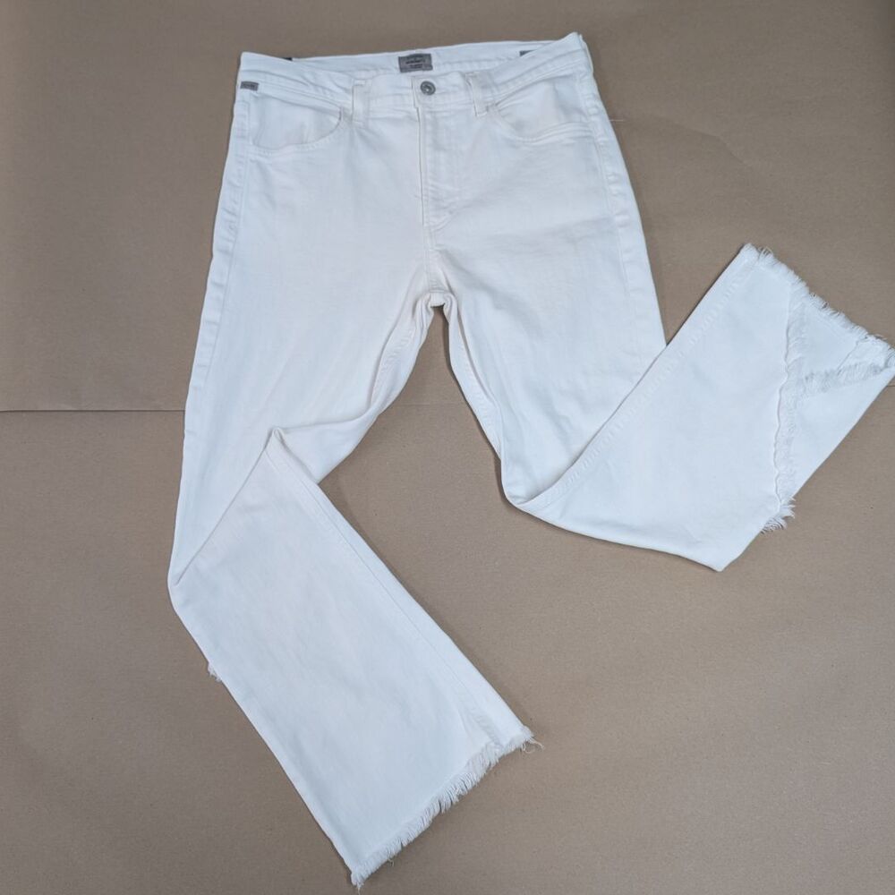 Citizens of Humanity Womens Size 30 Drew Fray High Rise Crop Flare Jeans White